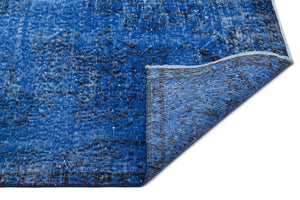 Blue Over Dyed Vintage Rug 5'3'' x 9'0'' ft 161 x 275 cm