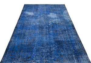 Blue Over Dyed Vintage Rug 5'3'' x 9'0'' ft 161 x 275 cm