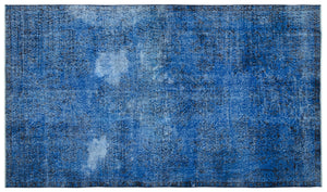 Blue Over Dyed Vintage Rug 5'3'' x 9'0'' ft 161 x 275 cm