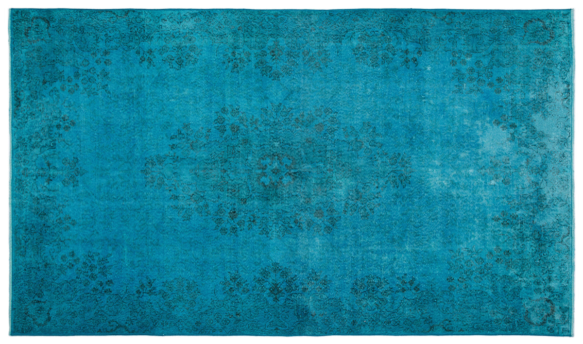 Turquoise  Over Dyed Vintage Rug 5&#39;7&#39;&#39; x 9&#39;5&#39;&#39; ft 170 x 288 cm