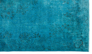Turquoise  Over Dyed Vintage Rug 5'7'' x 9'5'' ft 170 x 288 cm