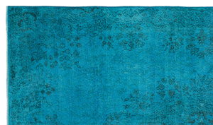 Turquoise  Over Dyed Vintage Rug 5'7'' x 9'5'' ft 170 x 288 cm