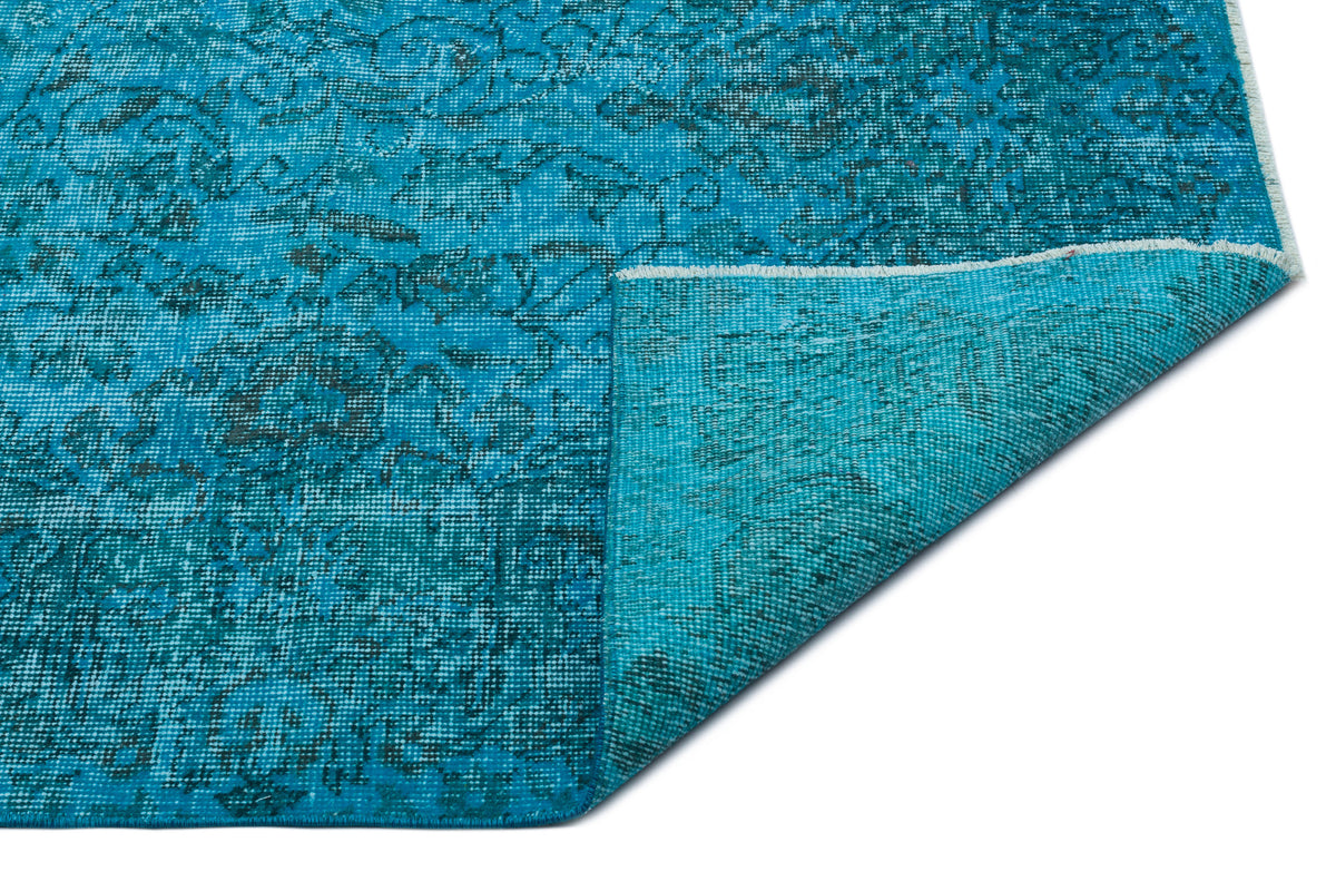 Turquoise  Over Dyed Vintage Rug 5&#39;10&#39;&#39; x 9&#39;1&#39;&#39; ft 177 x 277 cm