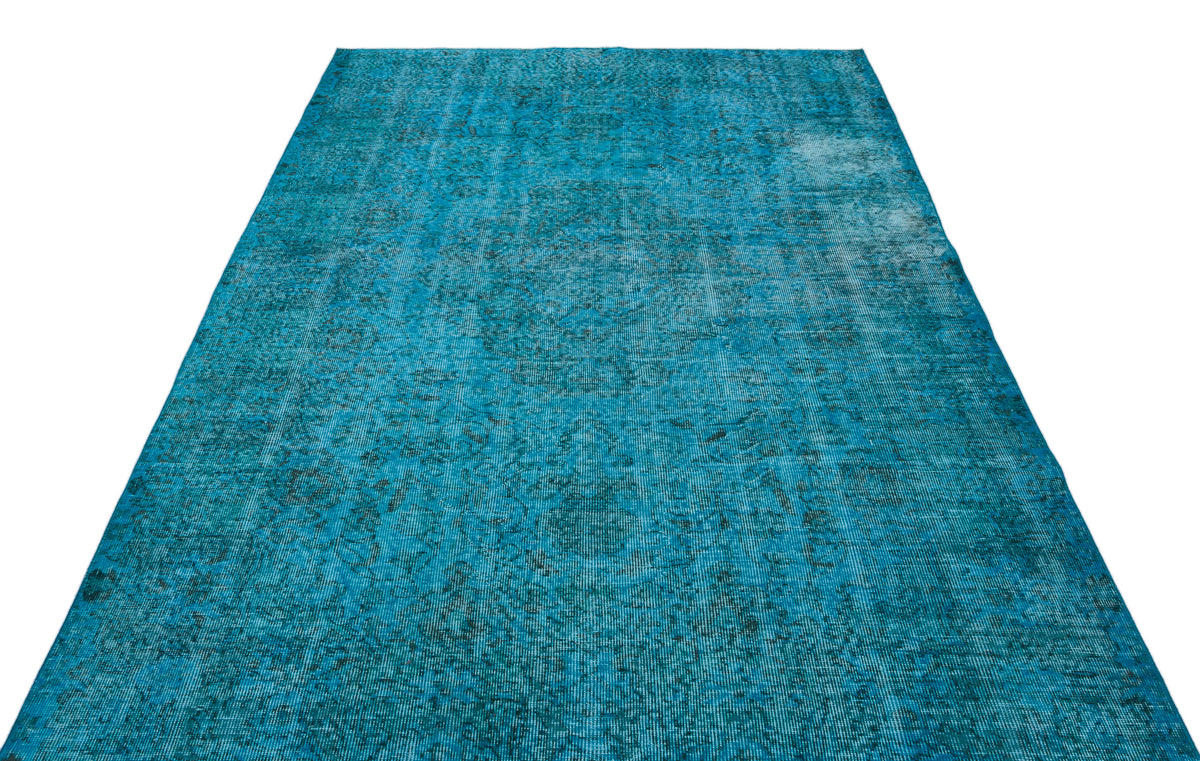 Turquoise  Over Dyed Vintage Rug 5&#39;10&#39;&#39; x 9&#39;1&#39;&#39; ft 177 x 277 cm