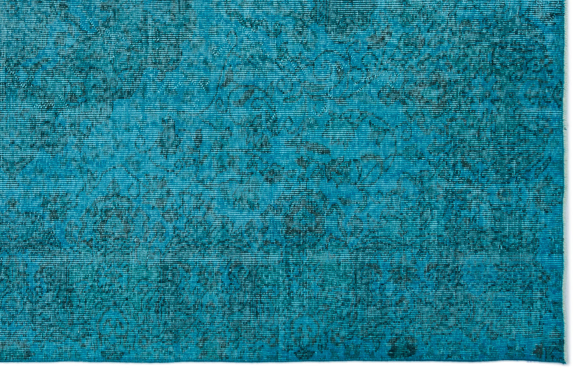 Turquoise  Over Dyed Vintage Rug 5&#39;10&#39;&#39; x 9&#39;1&#39;&#39; ft 177 x 277 cm