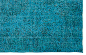 Turquoise  Over Dyed Vintage Rug 5'10'' x 9'1'' ft 177 x 277 cm