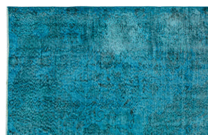 Turquoise  Over Dyed Vintage Rug 5'10'' x 9'1'' ft 177 x 277 cm