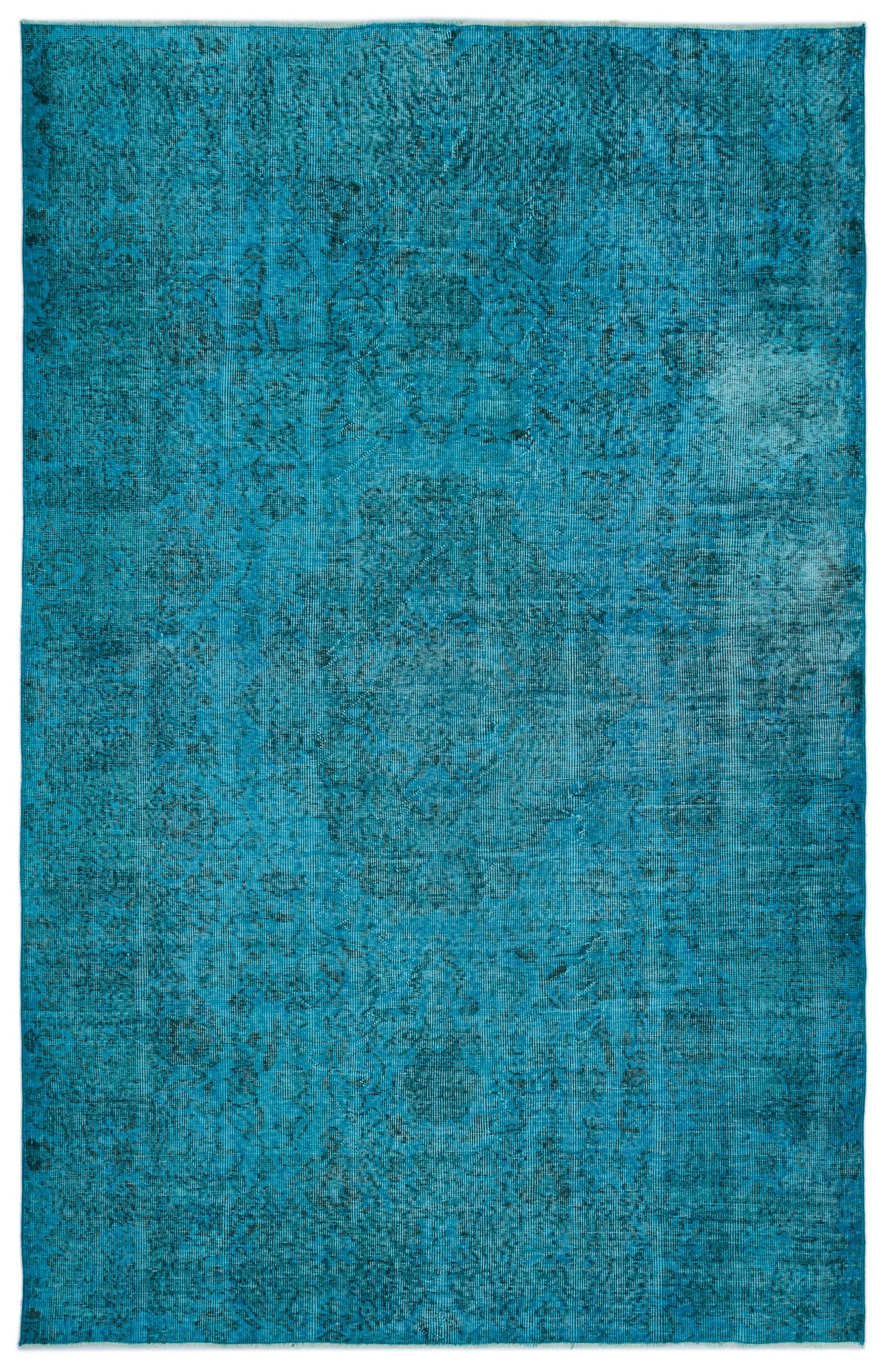 Turquoise  Over Dyed Vintage Rug 5&#39;10&#39;&#39; x 9&#39;1&#39;&#39; ft 177 x 277 cm