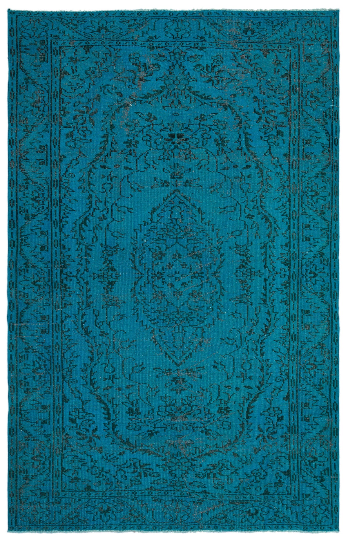 Turquoise  Over Dyed Vintage Rug 5&#39;10&#39;&#39; x 9&#39;1&#39;&#39; ft 179 x 278 cm