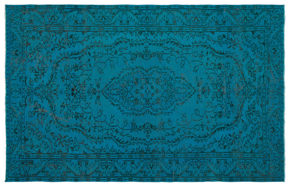 Turquoise  Over Dyed Vintage Rug 5&#39;10&#39;&#39; x 9&#39;1&#39;&#39; ft 179 x 278 cm