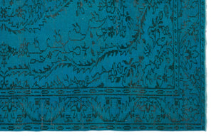 Turquoise  Over Dyed Vintage Rug 5'10'' x 9'1'' ft 179 x 278 cm