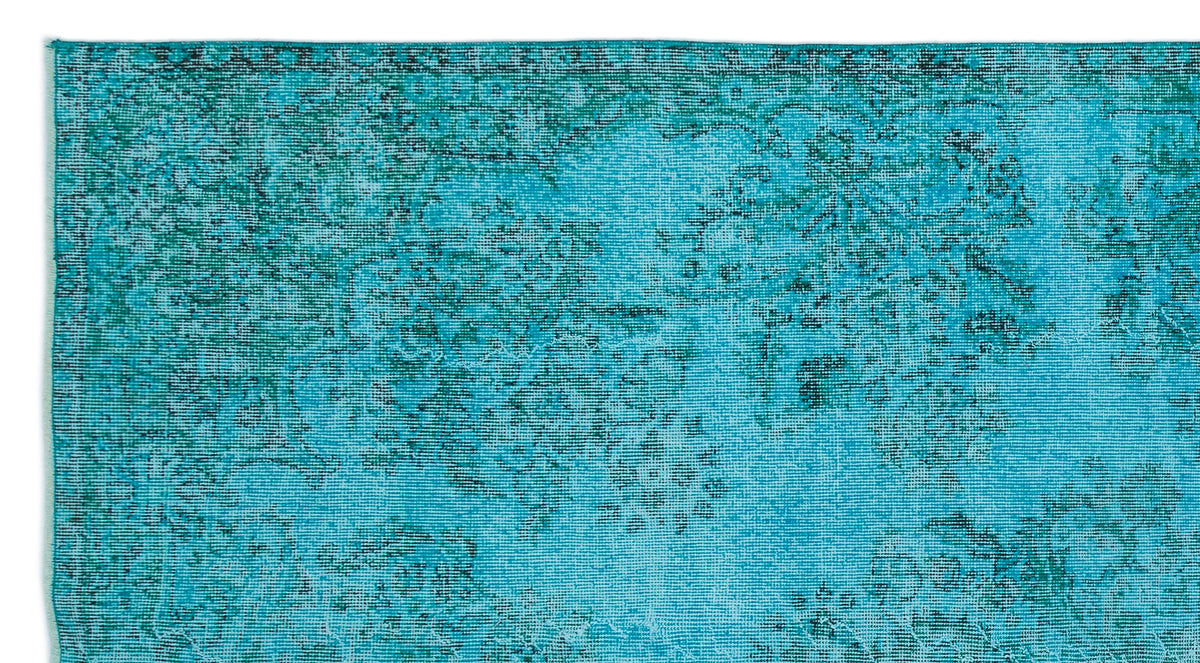 Turquoise  Over Dyed Vintage Rug 5&#39;2&#39;&#39; x 9&#39;6&#39;&#39; ft 158 x 290 cm