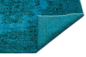 Turquoise  Over Dyed Vintage Rug 7'2'' x 10'11'' ft 218 x 333 cm