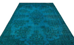 Turquoise  Over Dyed Vintage Rug 7'2'' x 10'11'' ft 218 x 333 cm