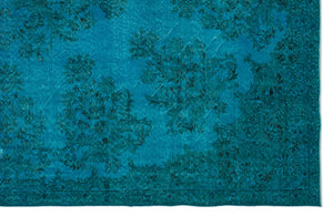 Turquoise  Over Dyed Vintage Rug 7'2'' x 10'11'' ft 218 x 333 cm