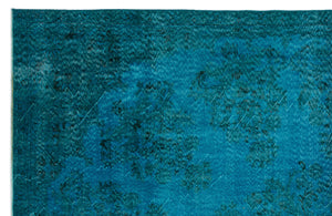 Turquoise  Over Dyed Vintage Rug 7'2'' x 10'11'' ft 218 x 333 cm