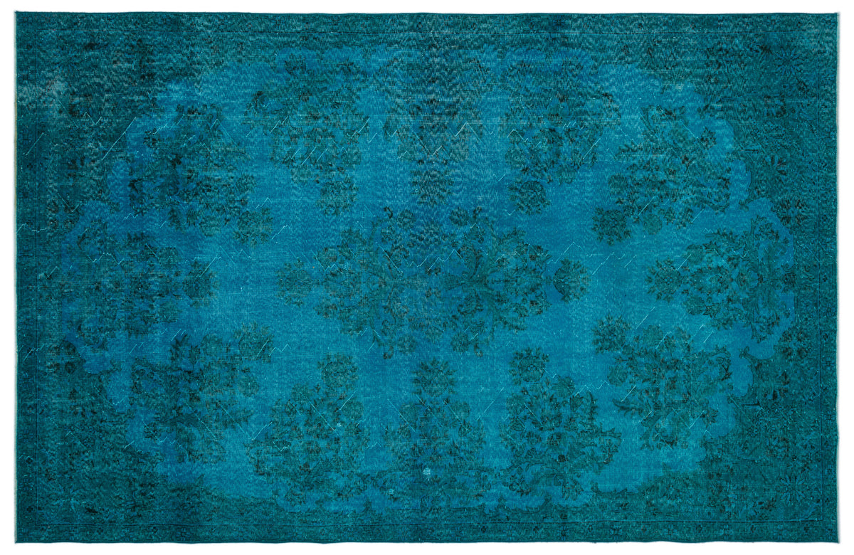 Turquoise  Over Dyed Vintage Rug 7&#39;2&#39;&#39; x 10&#39;11&#39;&#39; ft 218 x 333 cm