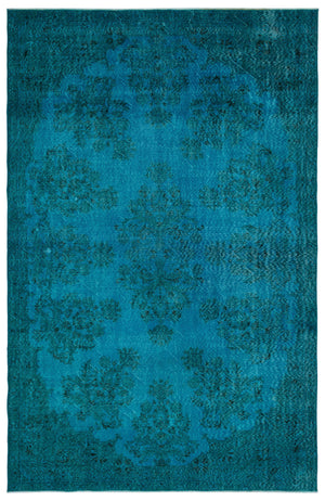 Turquoise  Over Dyed Vintage Rug 7'2'' x 10'11'' ft 218 x 333 cm