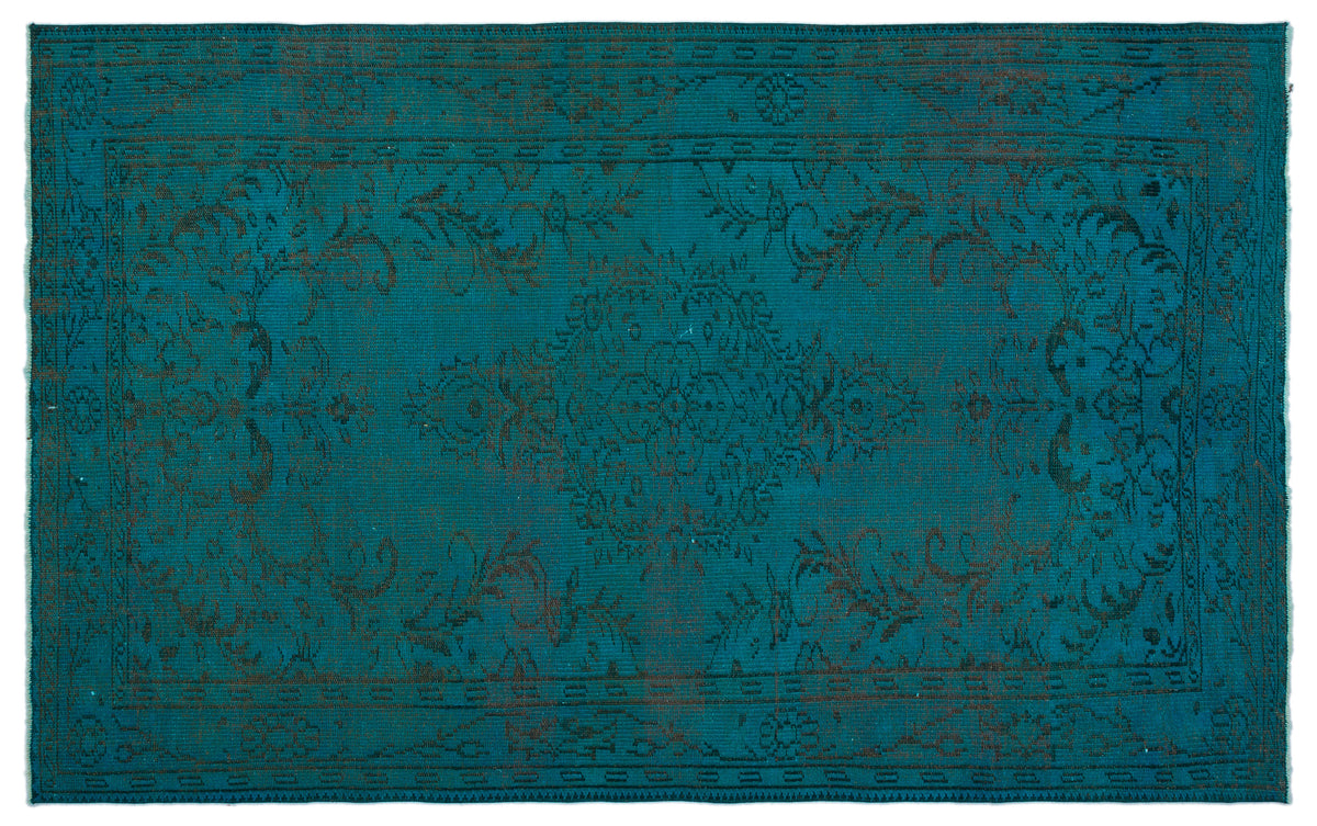 Turquoise  Over Dyed Vintage Rug 5&#39;2&#39;&#39; x 8&#39;4&#39;&#39; ft 157 x 253 cm