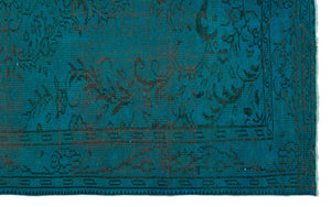 Turquoise  Over Dyed Vintage Rug 5'2'' x 8'4'' ft 157 x 253 cm