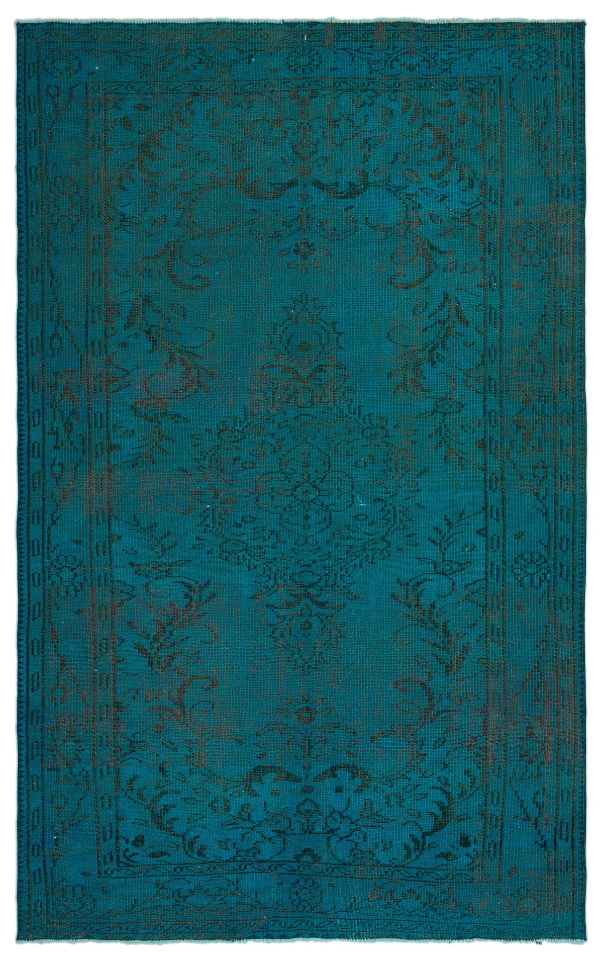 Turquoise  Over Dyed Vintage Rug 5&#39;2&#39;&#39; x 8&#39;4&#39;&#39; ft 157 x 253 cm