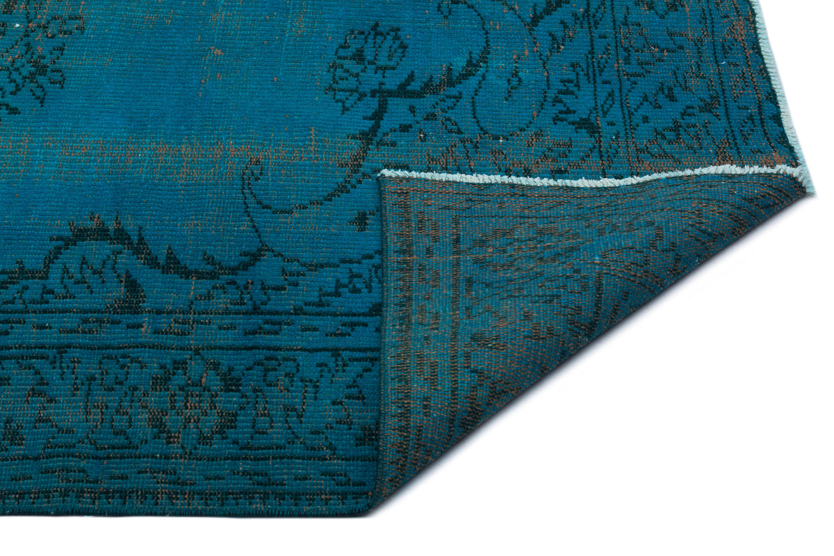 Turquoise  Over Dyed Vintage Rug 5&#39;9&#39;&#39; x 9&#39;8&#39;&#39; ft 175 x 295 cm