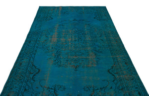 Turquoise  Over Dyed Vintage Rug 5'9'' x 9'8'' ft 175 x 295 cm