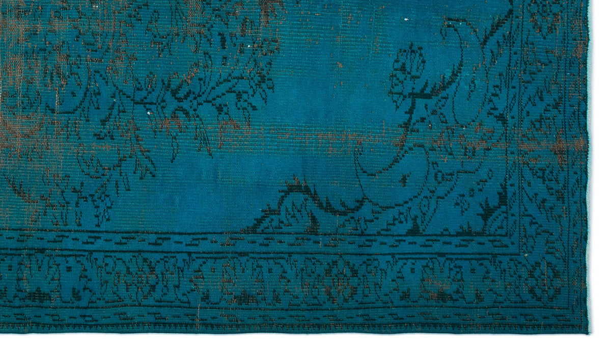 Turquoise  Over Dyed Vintage Rug 5&#39;9&#39;&#39; x 9&#39;8&#39;&#39; ft 175 x 295 cm