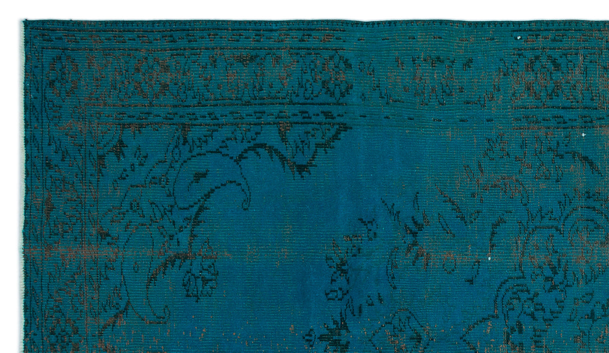 Turquoise  Over Dyed Vintage Rug 5&#39;9&#39;&#39; x 9&#39;8&#39;&#39; ft 175 x 295 cm