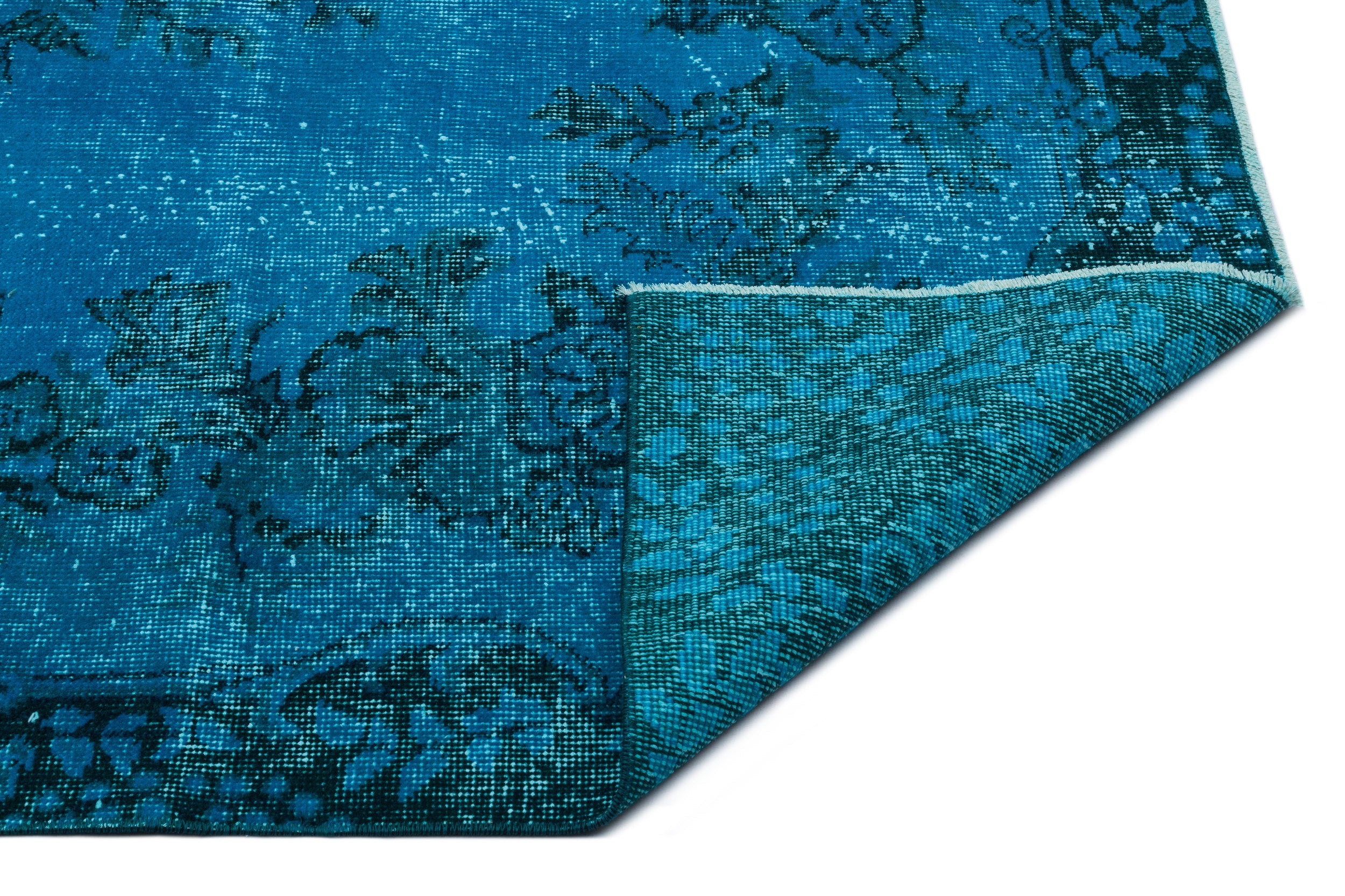 Turquoise  Over Dyed Vintage Rug 5'8'' x 9'4'' ft 172 x 284 cm