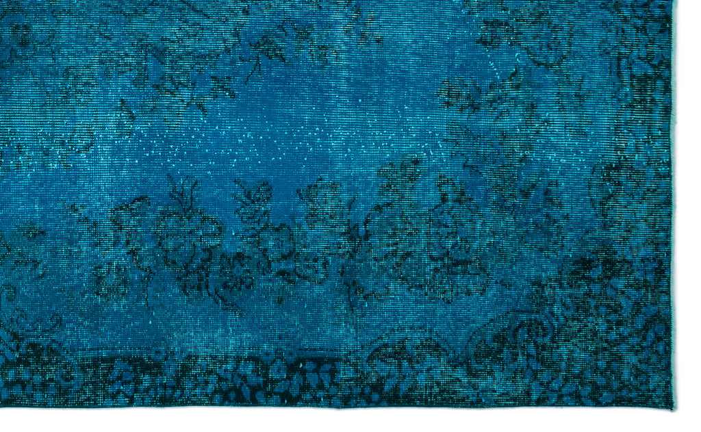 Turquoise  Over Dyed Vintage Rug 5'8'' x 9'4'' ft 172 x 284 cm