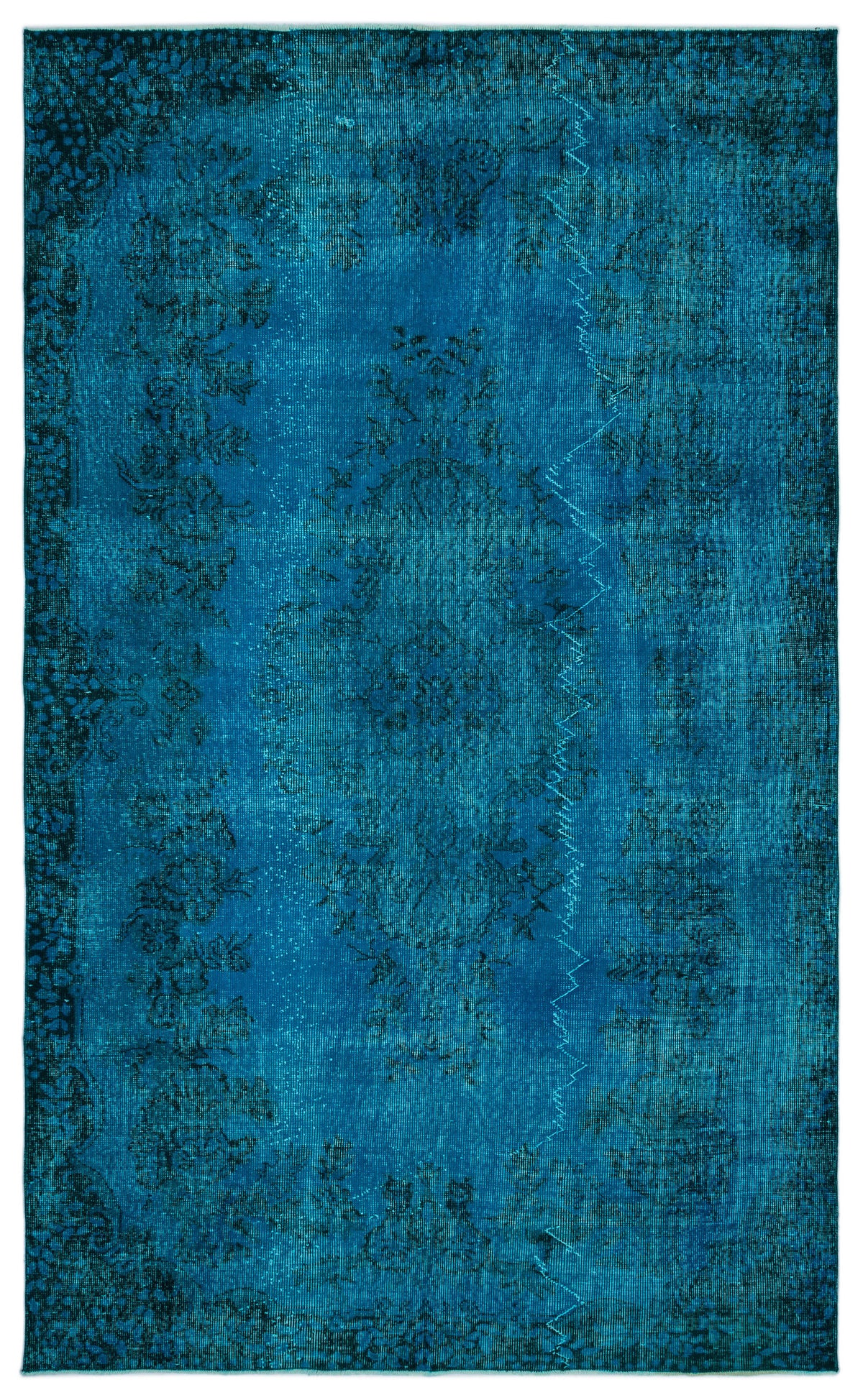 Turquoise  Over Dyed Vintage Rug 5&#39;8&#39;&#39; x 9&#39;4&#39;&#39; ft 172 x 284 cm