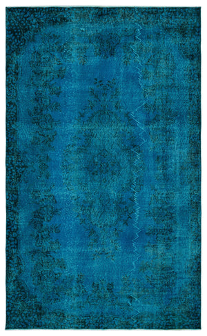 Turquoise  Over Dyed Vintage Rug 5'8'' x 9'4'' ft 172 x 284 cm