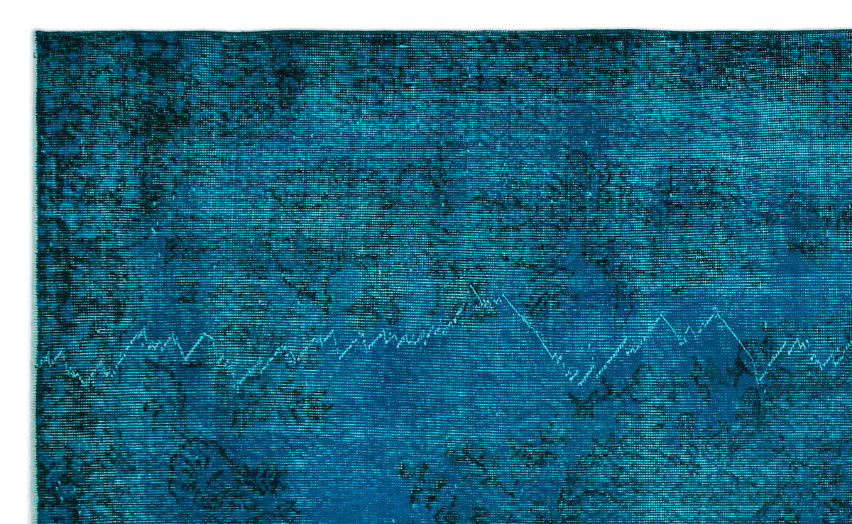 Turquoise  Over Dyed Vintage Rug 5&#39;8&#39;&#39; x 9&#39;4&#39;&#39; ft 172 x 284 cm