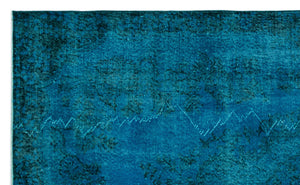 Turquoise  Over Dyed Vintage Rug 5'8'' x 9'4'' ft 172 x 284 cm