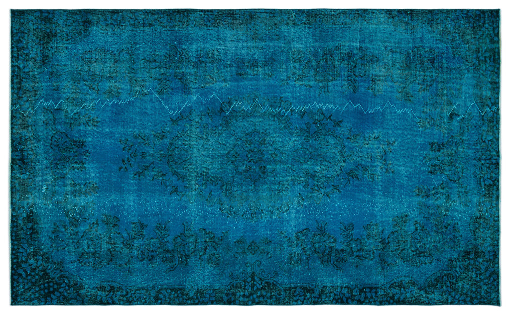 Turquoise  Over Dyed Vintage Rug 5'8'' x 9'4'' ft 172 x 284 cm