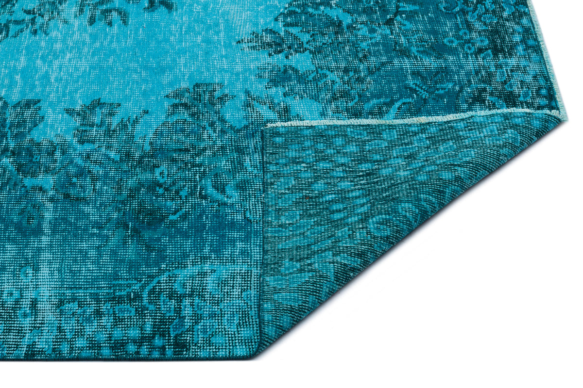 Turquoise  Over Dyed Vintage Rug 5&#39;3&#39;&#39; x 8&#39;11&#39;&#39; ft 160 x 271 cm