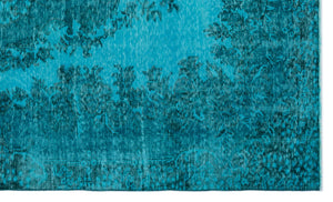 Turquoise  Over Dyed Vintage Rug 5'3'' x 8'11'' ft 160 x 271 cm