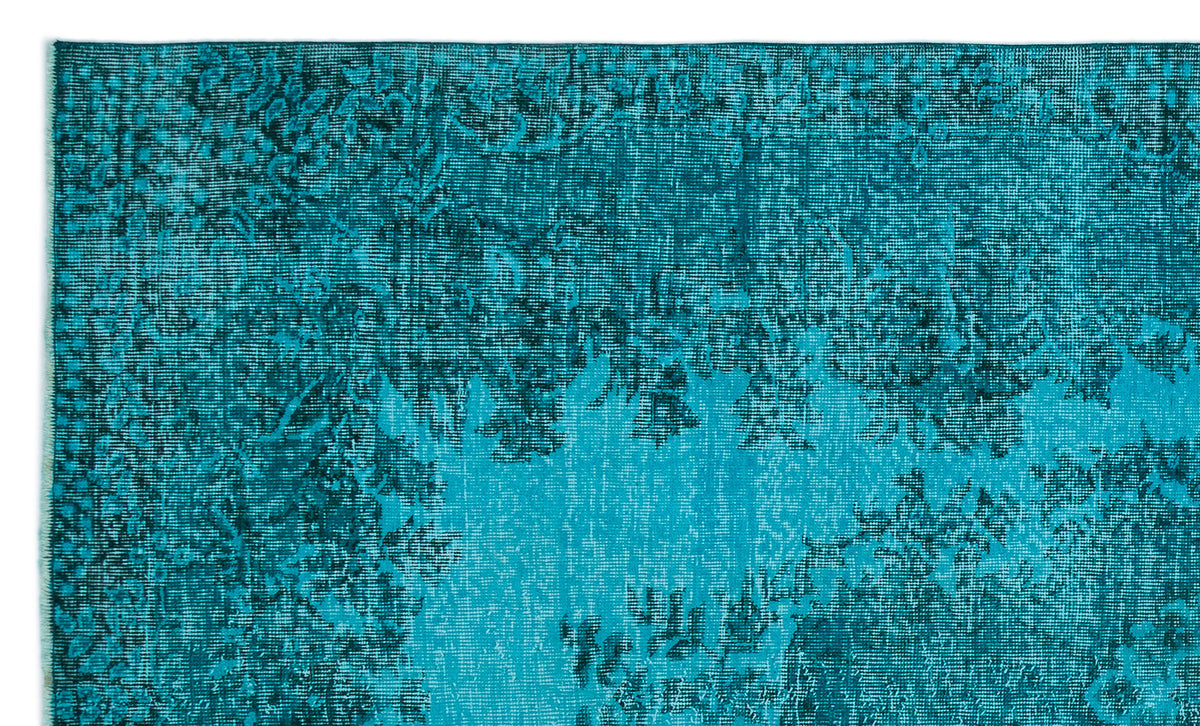 Turquoise  Over Dyed Vintage Rug 5&#39;3&#39;&#39; x 8&#39;11&#39;&#39; ft 160 x 271 cm
