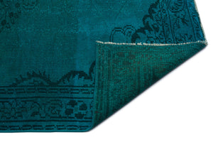 Turquoise  Over Dyed Vintage Rug 5'5'' x 8'8'' ft 165 x 265 cm