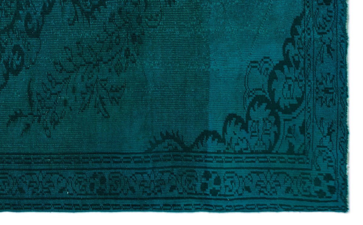 Turquoise  Over Dyed Vintage Rug 5&#39;5&#39;&#39; x 8&#39;8&#39;&#39; ft 165 x 265 cm