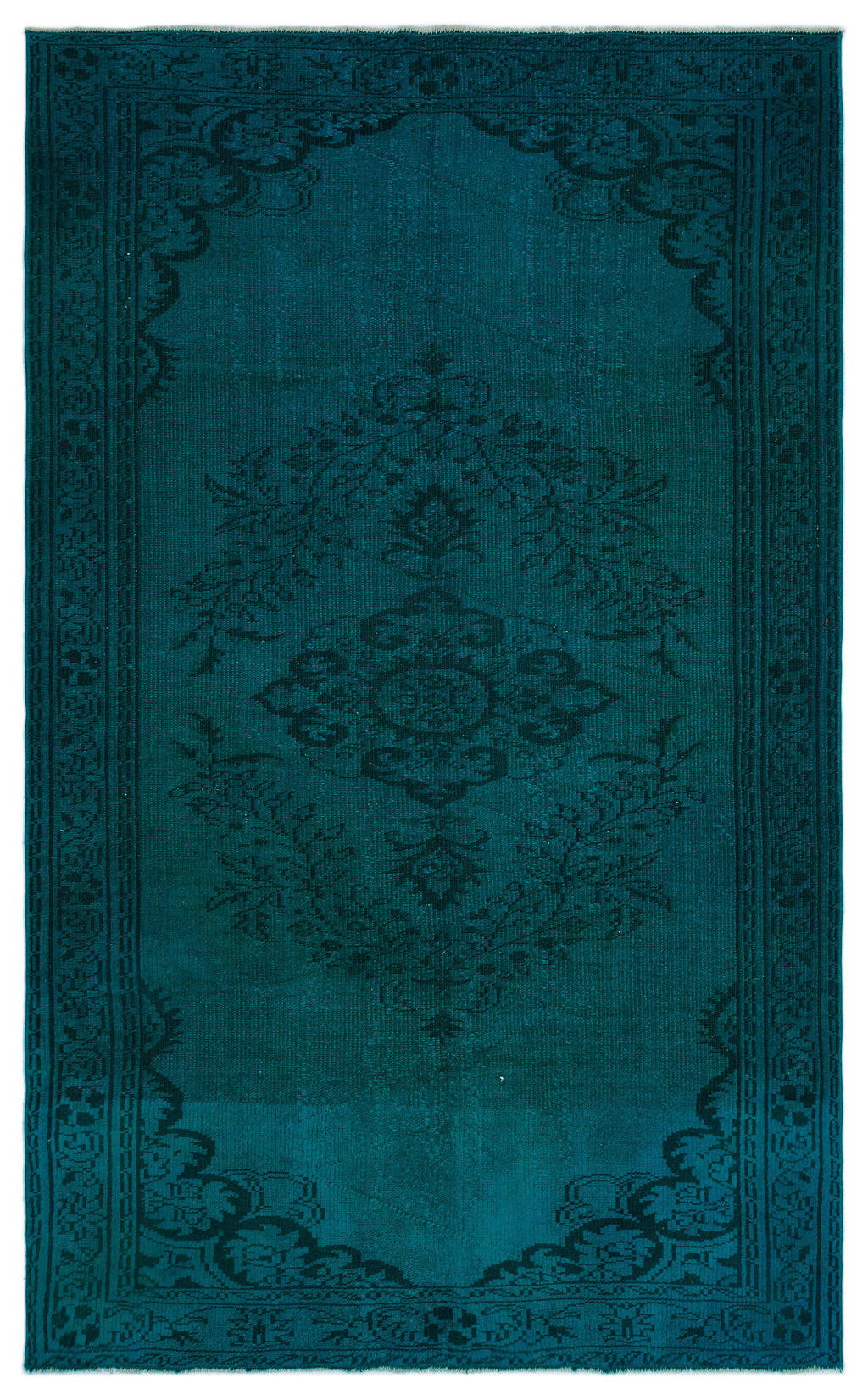 Turquoise  Over Dyed Vintage Rug 5'5'' x 8'8'' ft 165 x 265 cm