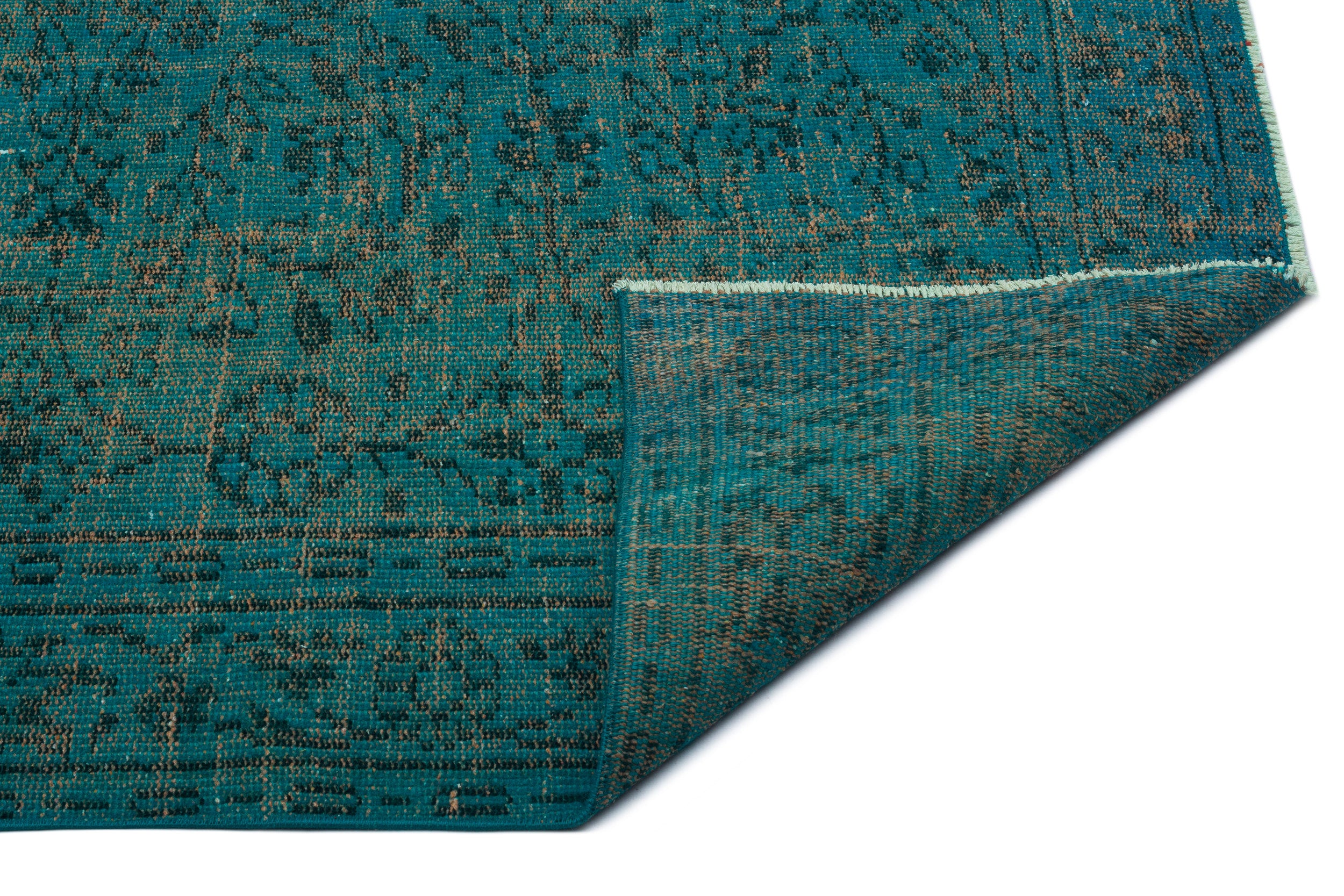 Turquoise  Over Dyed Vintage Rug 5'6'' x 8'11'' ft 167 x 273 cm