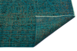 Turquoise  Over Dyed Vintage Rug 5'6'' x 8'11'' ft 167 x 273 cm