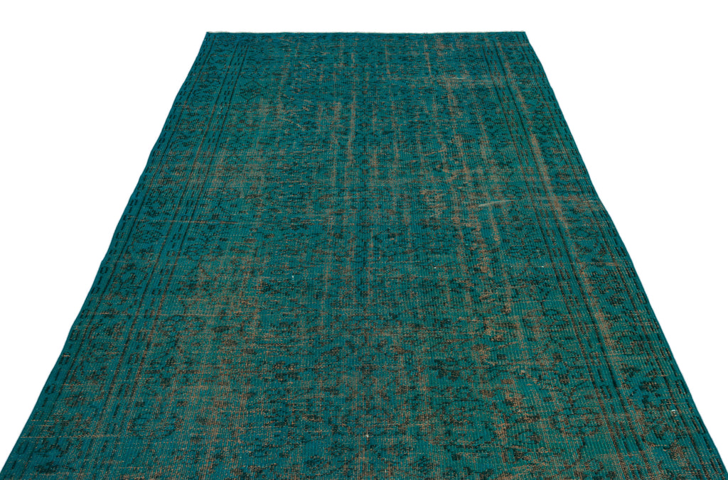 Turquoise  Over Dyed Vintage Rug 5'6'' x 8'11'' ft 167 x 273 cm
