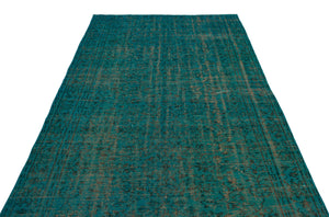 Turquoise  Over Dyed Vintage Rug 5'6'' x 8'11'' ft 167 x 273 cm