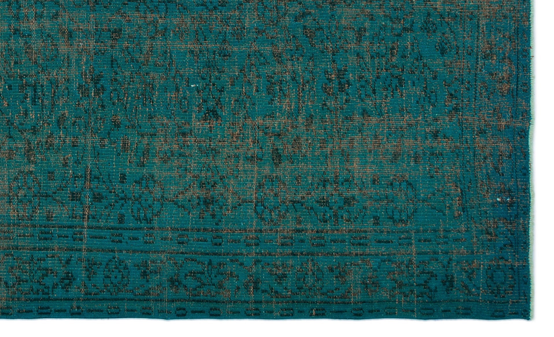 Turquoise  Over Dyed Vintage Rug 5'6'' x 8'11'' ft 167 x 273 cm