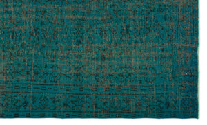 Turquoise  Over Dyed Vintage Rug 5'6'' x 8'11'' ft 167 x 273 cm
