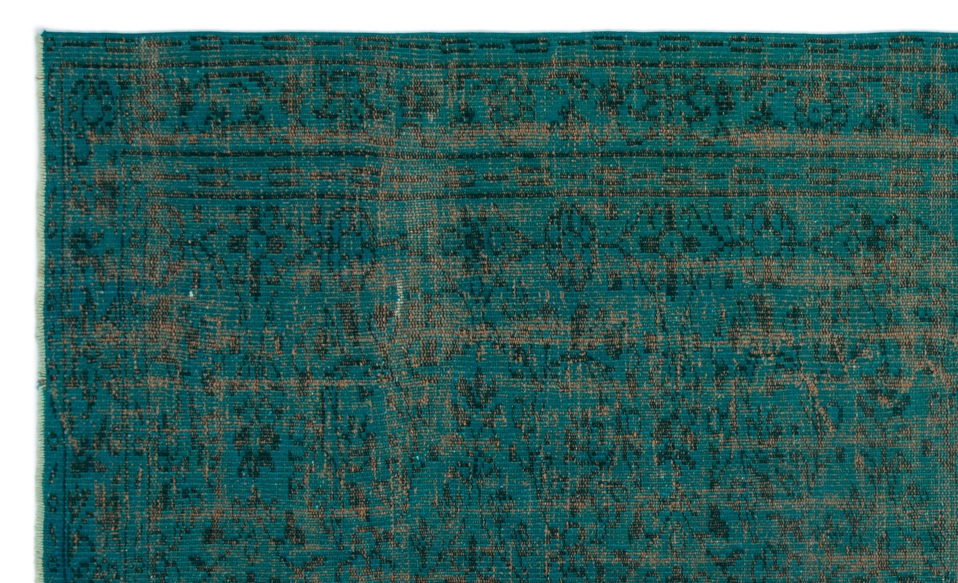 Turquoise  Over Dyed Vintage Rug 5'6'' x 8'11'' ft 167 x 273 cm