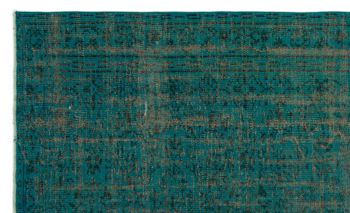 Turquoise  Over Dyed Vintage Rug 5&#39;6&#39;&#39; x 8&#39;11&#39;&#39; ft 167 x 273 cm